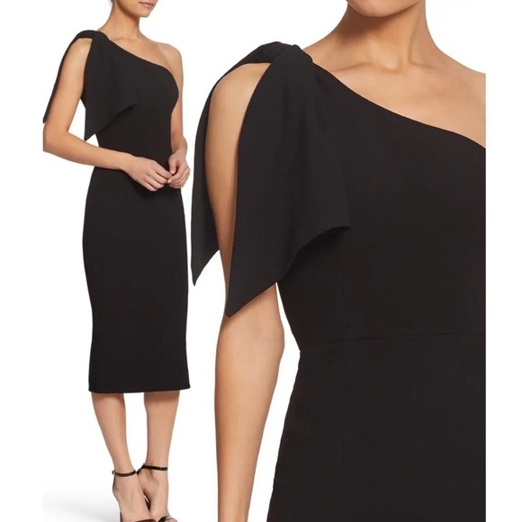 NWT Dress the Population Tiffany One-Shoulder Midi Dress - Picture 2 of 15